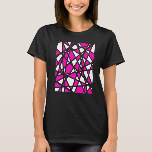 Irregular White Shapes With Pink Accents Abstract T-Shirt (Vorderseite)