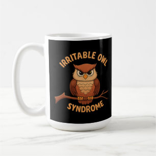 Irritable Owl Syndrom Funny Angry Owl Cartoon Pun Kaffeetasse