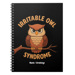 Irritable Owl Syndrom Funny Angry Owl Cartoon Pun Notizblock