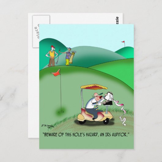 IRS Auditor in einer Golf-Sand-Falle Postkarte (Vorne/Hinten)