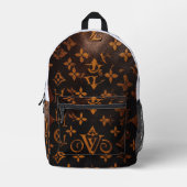 "Irthly Elegance Brown Designer Tasche" Bedruckter Rucksack (Vorderseite)