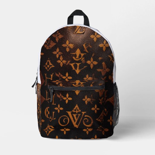 "Irthly Elegance Brown Designer Tasche" Bedruckter Rucksack (Vorderseite)