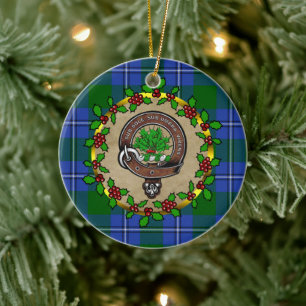 Irvine Clan Abzeichen & Tartan Personalisierte Wei Keramik Ornament
