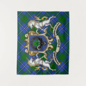 Irvine Clan Abzeichen & Unicorns w/Tartan Wandteppich (Vorderseite)