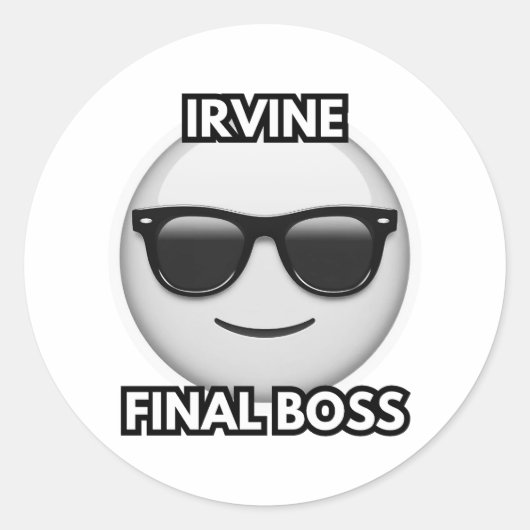 Irvine Final Boss Cool Emoji Sticker (Vorderseite)
