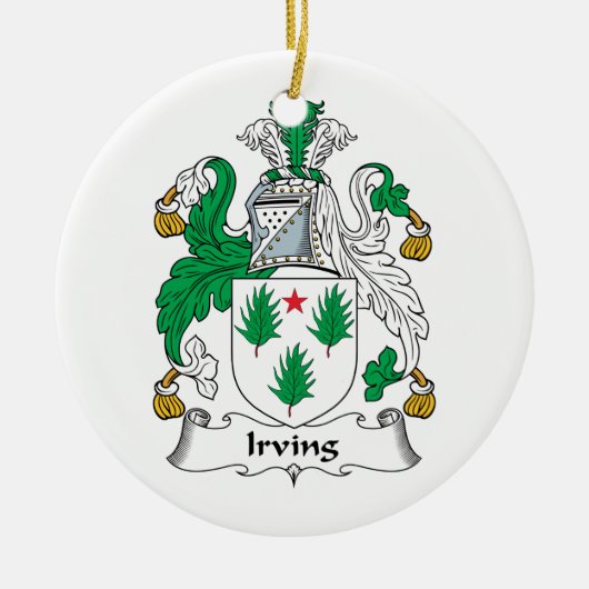 Irving-Familienwappen Keramikornament (Vorne)