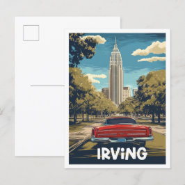 Irving Texas USA Art Vintage Travel Illustration Postkarte