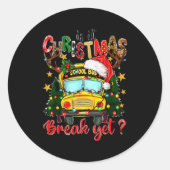 Is It Christmas Break Yet School Bus Xmas Tree Lig Runder Aufkleber (Vorderseite)