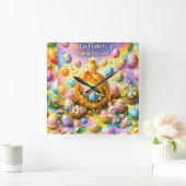 Is ready to hatch magical happy Easter wall Quadratische Wanduhr (Zuhause)