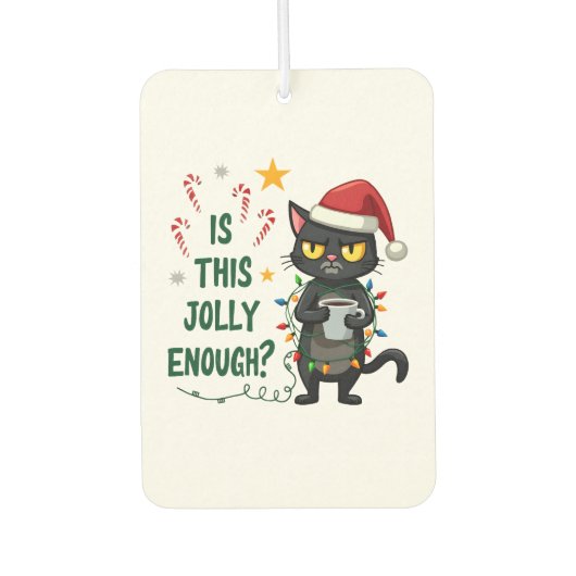 Is This Jolly Enough Black Cat Merry Christmas Tre Autolufterfrischer (Vorderseite)