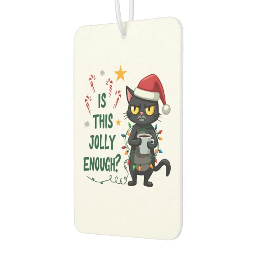 Is This Jolly Enough Black Cat Merry Christmas Tre Autolufterfrischer (Links)