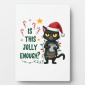 Is This Jolly Enough Black Cat Merry Christmas Tre Fotoplatte (Vorderseite)