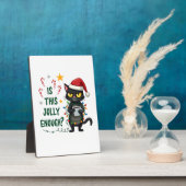 Is This Jolly Enough Black Cat Merry Christmas Tre Fotoplatte (Seite)