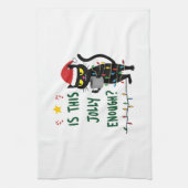 Is This Jolly Enough Black Cat Merry Christmas Tre Geschirrtuch (Vertikal)