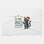 Is This Jolly Enough Black Cat Merry Christmas Tre Geschirrtuch (Horizontal)