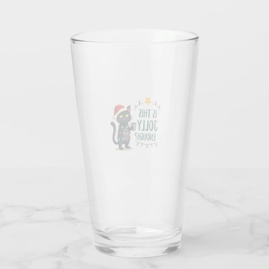 Is This Jolly Enough Black Cat Merry Christmas Tre Glas (Rückseite)