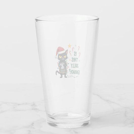 Is This Jolly Enough Black Cat Merry Christmas Tre Glas (Rückseite)