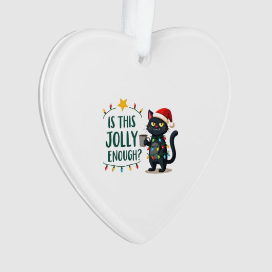 Is This Jolly Enough Black Cat Merry Christmas Tre Ornament (Vorderseite)