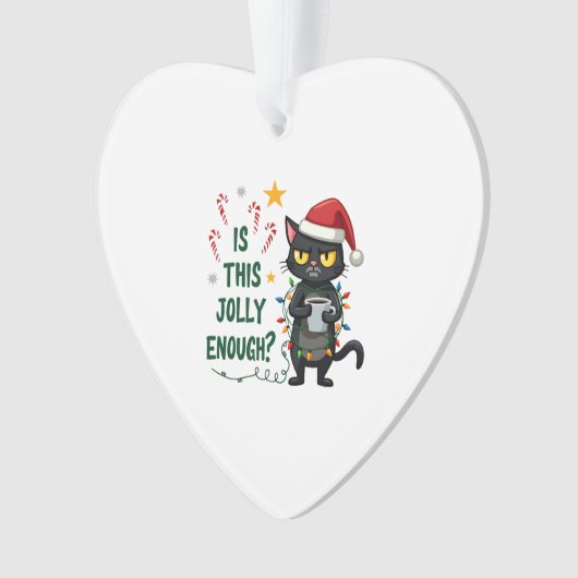 Is This Jolly Enough Black Cat Merry Christmas Tre Ornament (Vorderseite)