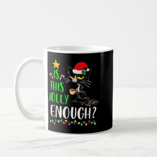 Is This Jolly Enough Black Cat Merry Christmas Xma Kaffeetasse (Links)