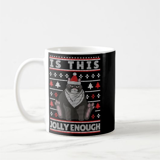 Is This Jolly Enough Cat Christmas Bored Cat Chris Kaffeetasse (Links)