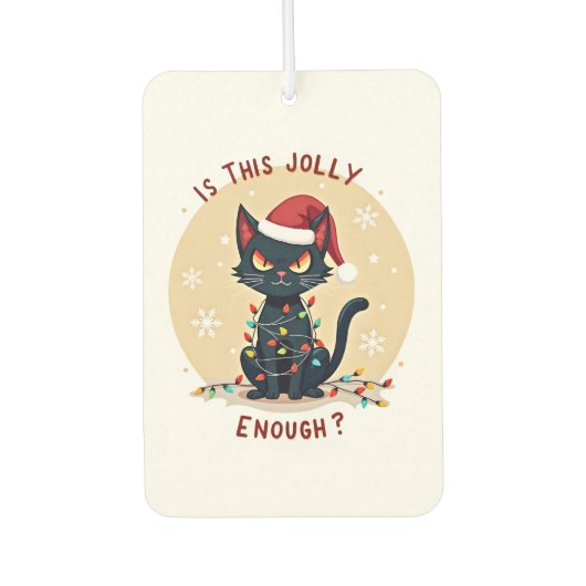 Is This Jolly Enough Funny Black Cat Christmas Tre Autolufterfrischer (Vorderseite)