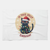 Is This Jolly Enough Funny Black Cat Christmas Tre Geschirrtuch (Horizontal)