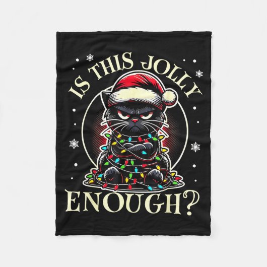 Is This Jolly Enough Funny Cat Christmas Meme  Fleecedecke (Vorderseite)