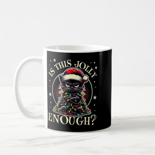 Is This Jolly Enough Funny Cat Christmas Meme  Kaffeetasse (Links)