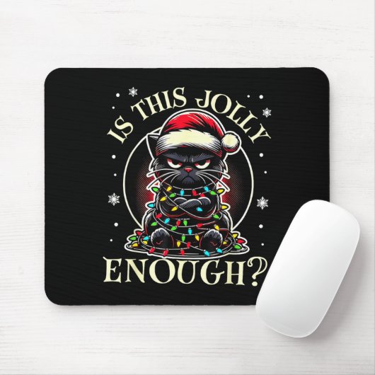 Is This Jolly Enough Funny Cat Christmas Meme Mousepad (Mit Mouse)
