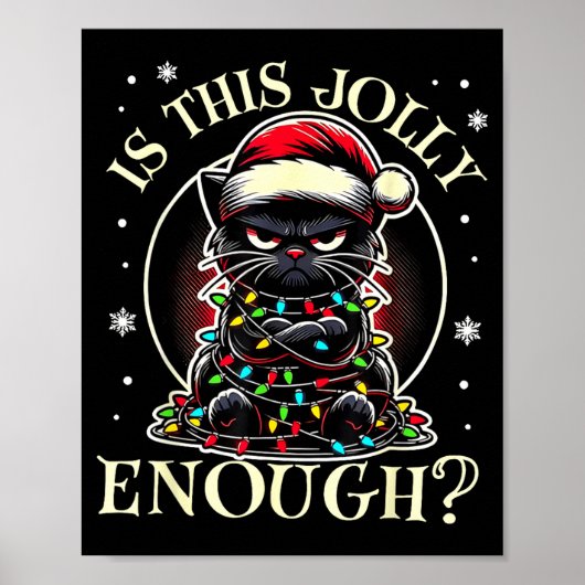 Is This Jolly Enough Funny Cat Christmas Meme Poster (Vorne)