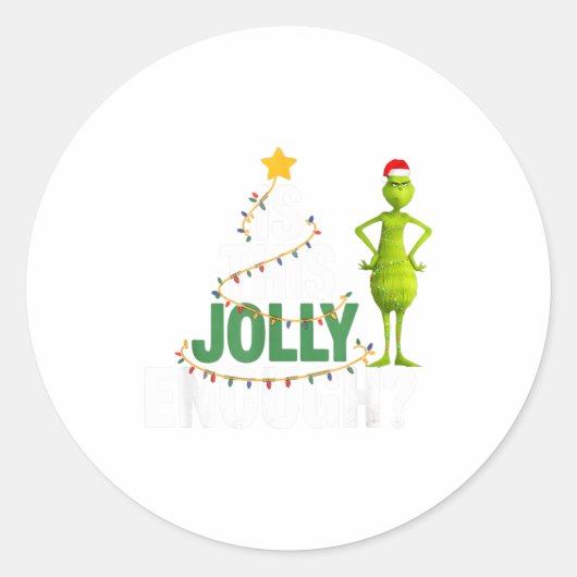 Is This Jolly Enough Funny Christmas Tree Lights H Runder Aufkleber (Vorderseite)