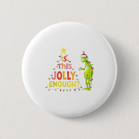 Is This Jolly Enough Green Funny Merry Christmas T Button (Vorderseite)