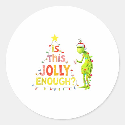 Is This Jolly Enough Green Funny Merry Christmas T Runder Aufkleber (Vorderseite)