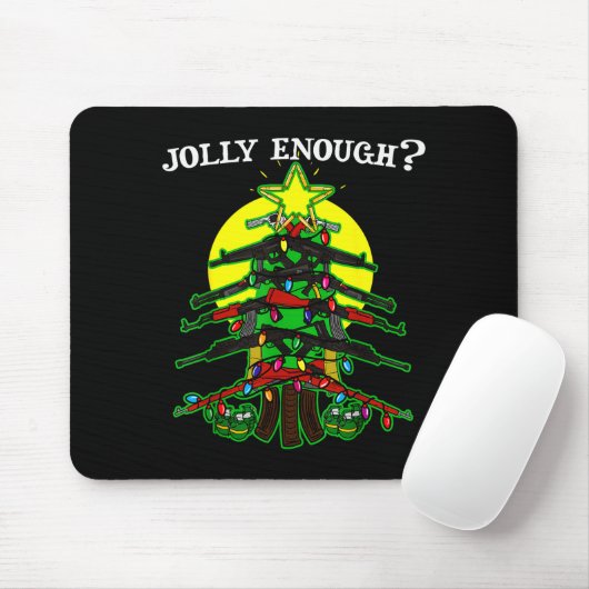 Is This Jolly Enough - Guns Christmas Tree Handgun Mousepad (Mit Mouse)