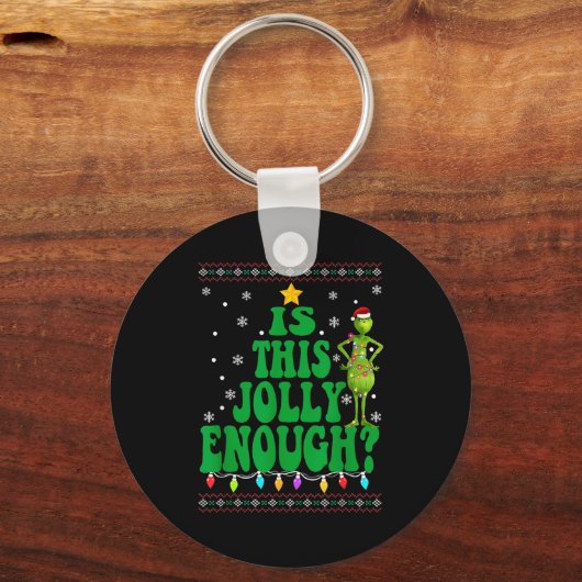 Is This Jolly Enough Merry Christmas Tree Lights F Schlüsselanhänger (Vorderseite)