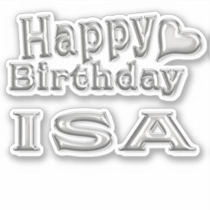 Isa Happy Birthday silver Aufkleber Sticker