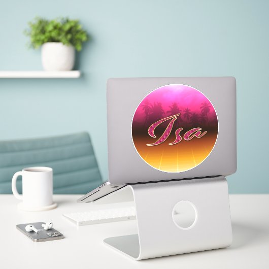 Isa Vorname Name golden pink Aufkleber Sticker (Laptop auf Schreibtisch)