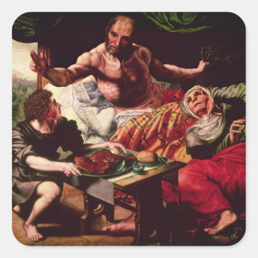 Isaac Blessing Jacob Quadratischer Aufkleber (Vorderseite)