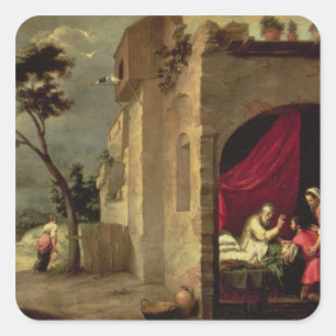 Isaac, der Jakob segnet Quadratischer Aufkleber