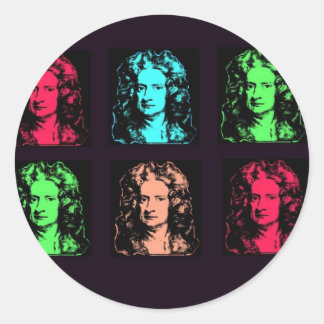 Isaac Newton Collage Runder Aufkleber