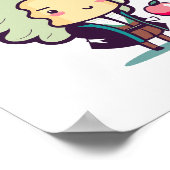 Isaac Newton Kawaii Style Poster (Ecke)