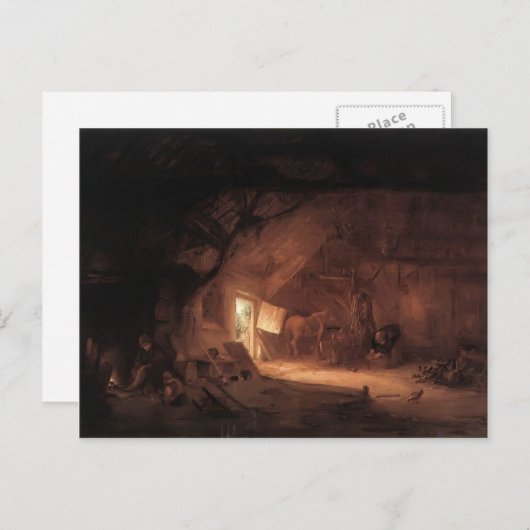 Isaac van Ostade - Bauernhof Räume Postkarte (Vorne/Hinten)