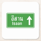 Isaan Ahead ⚠ Thai Highway ⚠ Rechteckiger Pappuntersetzer (Vorderseite)