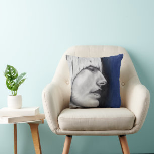Isabel Blondine Frau Porträt Original Kunst Zeichn Kissen