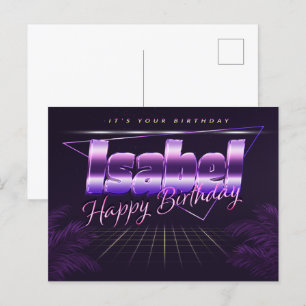 Isabel Name Vorname lila Postkarte Geburtstag