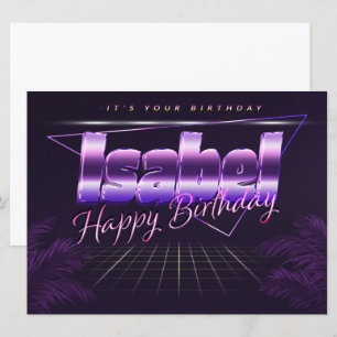 Isabel Name Vorname lila retro Karte Geburtstag