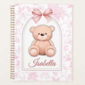 Isabella | Benutzerdefiniertes rosa Teddy-Bär-Kind Planer (Vorderseite)