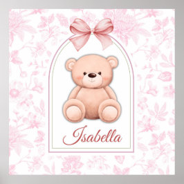 Isabella | Benutzerdefiniertes rosa Teddy-Bär-Kind Poster