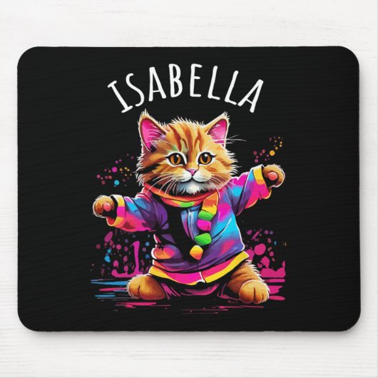 Isabella Colorful Dancing Cat Design für Mädchen N Mousepad (Vorne)